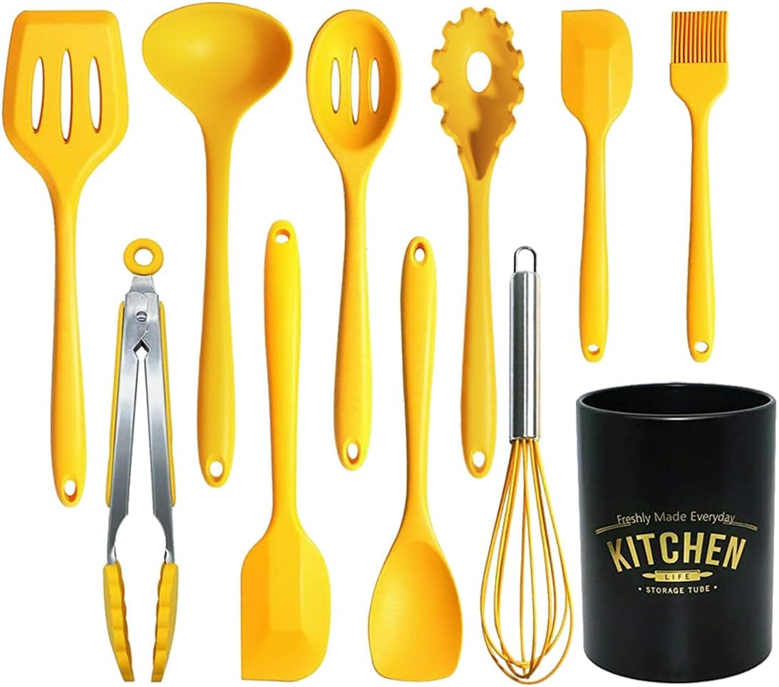 11pcs-silicone-cooking-utensils-set-heat-resistant-kitchen-tools-spatula-turner-tongs-spoon-whisk-bpa-free-dishwasher-safe-nonstick-cookware-utensils-yellow