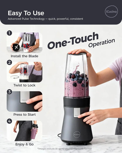 Smoothie Blender, Personal Blender for Shakes and Smoothies, 700W Pulse Technology Single Serve Blenders with 2 X 28Oz Protable Cups for Ice Crush, Frozen Fruit Drinks6