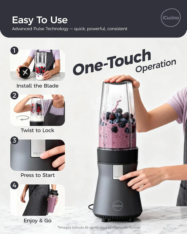 Smoothie Blender, Personal Blender for Shakes and Smoothies, 700W Pulse Technology Single Serve Blenders with 2 X 28Oz Protable Cups for Ice Crush, Frozen Fruit Drinks6