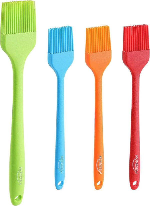 4PCS Silicone Basting Pastry Brush,  Heat Resistant Food Brush Spread Oil Butter Sauce for BBQ Grill Baking Kitchen Cooking, BPA Free, Dishwasher Safe (Multicolor, 4 Pcs)1
