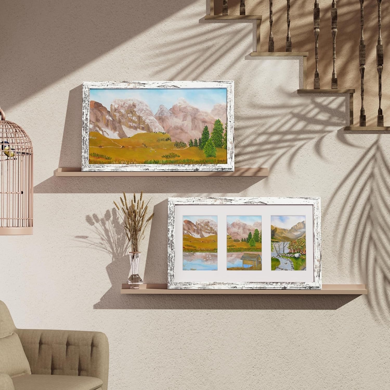 8x14-picture-frames-collage-wall-decor-displays-3pcs-4x6-pictures-with-mat-or-1pcs-8x14-without-mat-collage-picture-frame-for-horizontal-or-vertical-display-distressed-white-1-pack