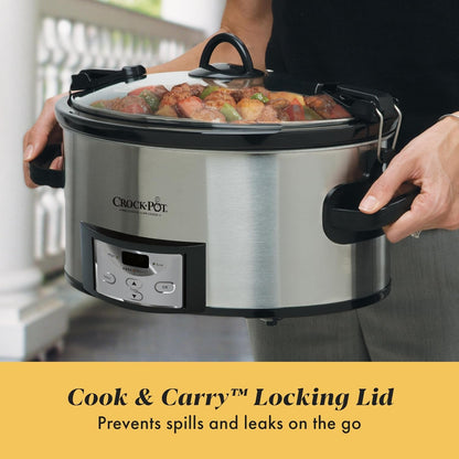Crock-Pot 6 Quart Cook & Carry Programmable Slow Cooker with Digital Timer Stainless Steel (CPSCVC60LL-S) Pack of 13