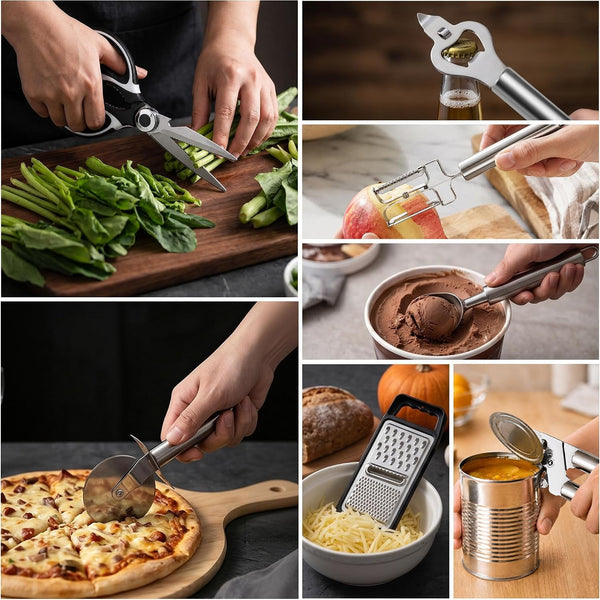 Stainless Steel Cooking Utensils Set, 31 PCS Metal Kitchen Utensils7