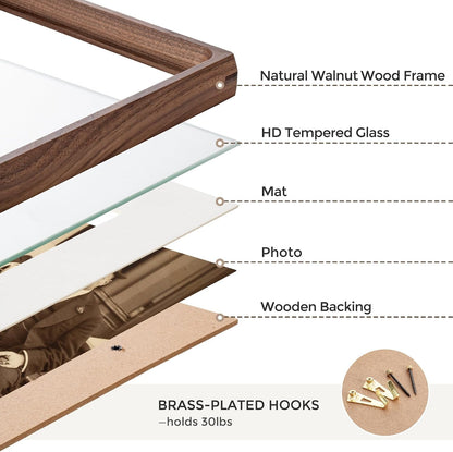 8X10 Picture Frames Natural Walnut,Original Wood Hand Make Crafted Photo Frame with Mat to 5X7 Graduation Picture Display,Family Picture,Wedding Picture Tabletop & Wall Decoration7