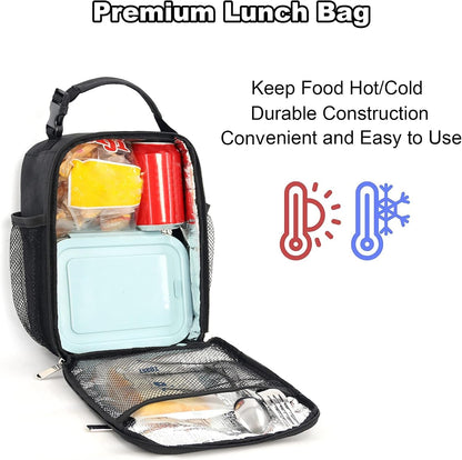Lunch Bag for Men Women Adults Small for Office Work Picnic - Reusable Portable Lunchbag, Black4