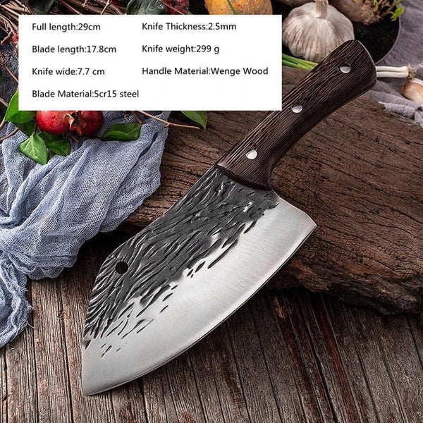 Meat Cleaver, 7 Inch Wooden Handle Kitchen Knives Slicing Vegetables Meat Chopping Knife Forged Boning Butcher Knives Cooking Tools2