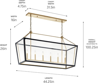 Delvin 6-Light Linear Chandelier, Champagne Bronze and Black4