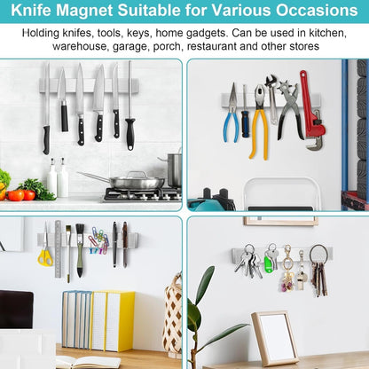 Magnetic Knife Holder for Wall, Knife Magnetic Strip Magnetic Knife Holder for Refrigerator Mount Knife Rack Kitchen Utensil Holder Metal Tool Holder Knife Block Kitchen Organizer Accessories 9.7 Inch2