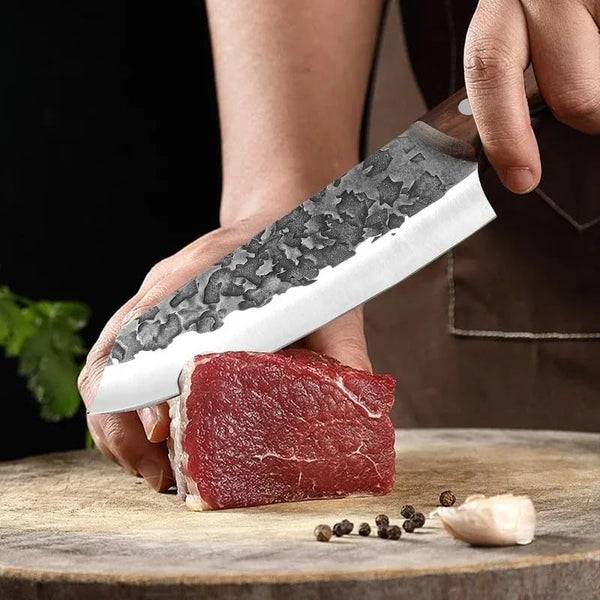 Meat Cleaver,Cleaver Knife 7 Inch Forged Butcher Kitchen Knife Stainless Steel Meat Cleaver Chef Fish Vegetables Slicing Cooking Knife with Sheath (Color : Knife Only)7