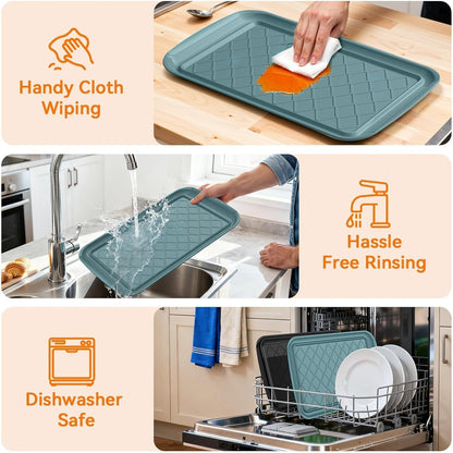 Grilling Prep & Serve Trays for Party Set of 2, Large BBQ Serving Platters | Dishwasher Safe Plastic Trays for Raw and Cooked Food 17"×10.5" Stackable Party Supplies for Grilling, Meal Prep, Cafeteria4