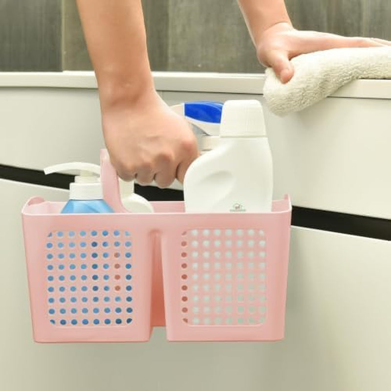 portable-shower-caddy-basket-with-3-compartments-and-handle-pink