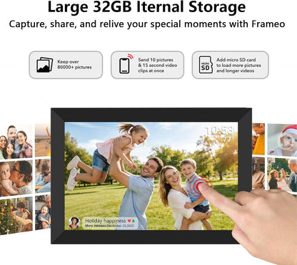 32GB FRAMEO 10.1 Inch Smart Wifi Digital Photo Frame 1280X800 IPS LCD Touch Screen, Auto-Rotate Portrait and Landscape, Built in 32GB Memory, Share Moments Instantly via Frameo App from Anywhere7