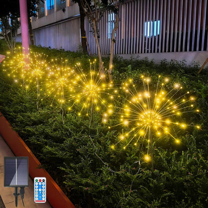 Solar Garden Firework Lights Outdoor, 5 Pack 600 LED 8 Lighting Modes Waterproof Landscape Decorative Sparklers Twinkling Starburst Lights for Yard Pathway Walkway Christmas, Warm White1