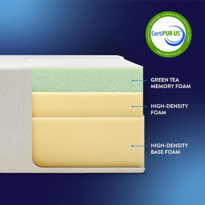 Full Mattress 6 Inch Bed-In-A-Box, Green Tea Memory Foam White6