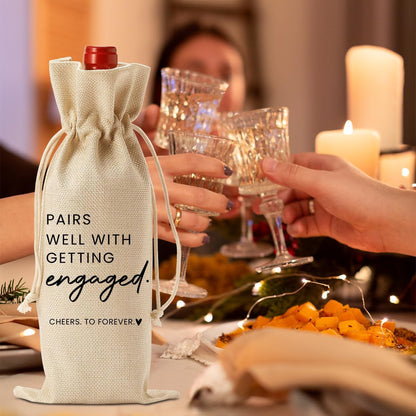 Engaged Gifts Engagement Gifts for Couples Her Engagement Party Decorations | Engaged Gifts for Engaged Couple Wine Bag Pairs Well with Getting Engaged Wine Bottle Bag3