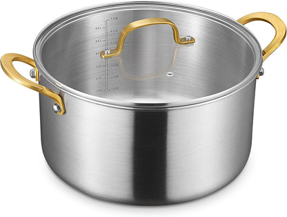 10 QT Stock Pot with Lid, Full Clad Tri-Ply Stainless Steel Soup Pot | Large Induction Cooking Pot, Uncoated & Built to Last, for Festive Party Drinks, Heavy-Duty Stock Base and Seafood Steaming1