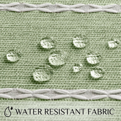 Outdoor Linen Tablecloth Square, Waterproof Cotton Boho Farmhouse Table Cloths with Tassel, Heavy Weight Wrinkle Free Table Cover for Picnic Camping Dining - 55 X 55 Inch, Sage Lines3