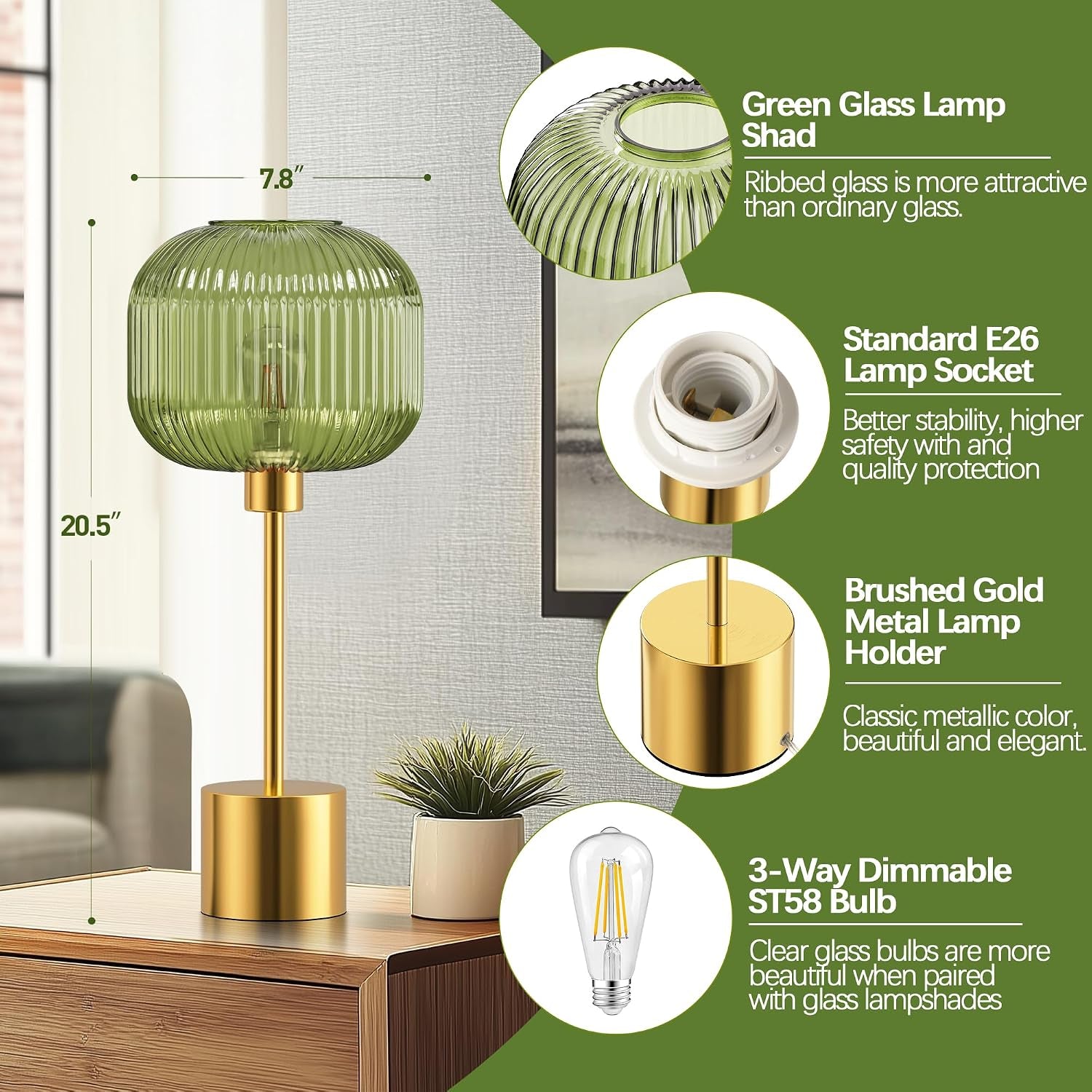 glass-table-lamp-for-living-room-modern-bedside-lamp-with-green-ribbed-glass-shade-3-way-dimmable-touch-control-nightstand-lamp-for-bedroom-brushed-gold-2700k-led-bulb-included