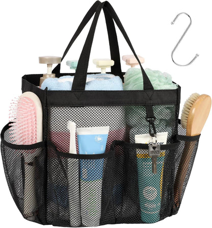 Mesh Shower Caddy Portable - 8 Pockets, S-Hook, Shower Bag for Dorm Camping1