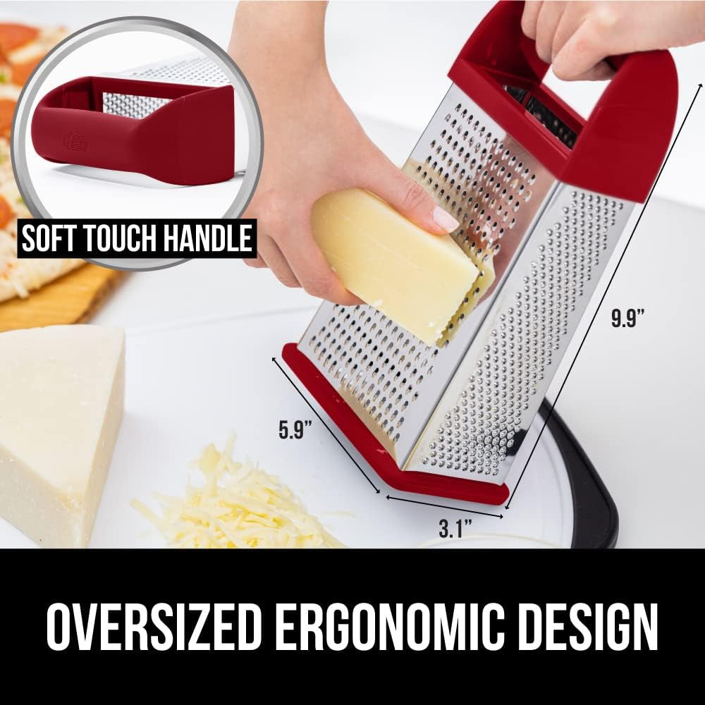 gorilla-grip-box-grater-and-vegetable-peeler-box-grater-has-built-in-container-peeler-is-dishwasher-safe-both-in-red-color-2-item-bundle