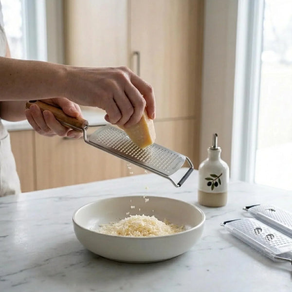 3-Piece Stainless Steel Cheese Grater & Zester Set W/Acacia Wood Handles – for Parmesan, Lemon Zest, Ginger, and Spices9