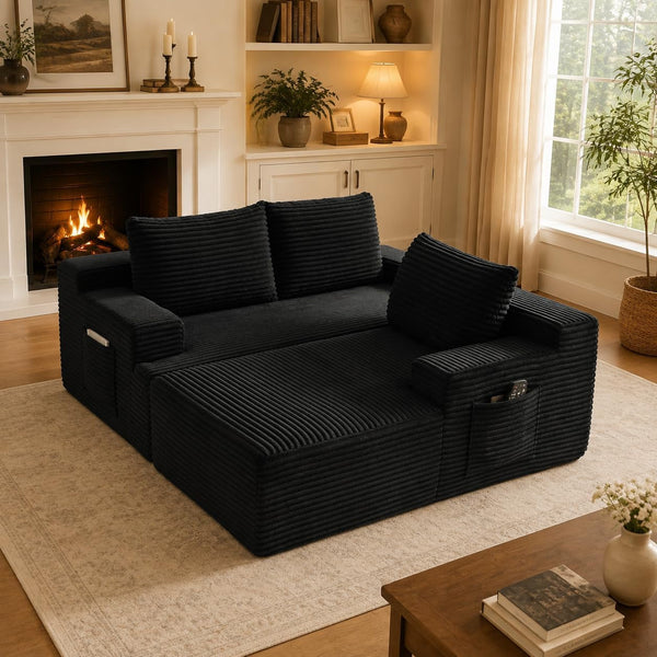 96" Boneless Sectional Sofa Cloud Couch with Deep Seat, Modern L-Shape Compressed Sofa Couch with Right Facing Chaise,Upholstered Boneless Couches for Living Room4