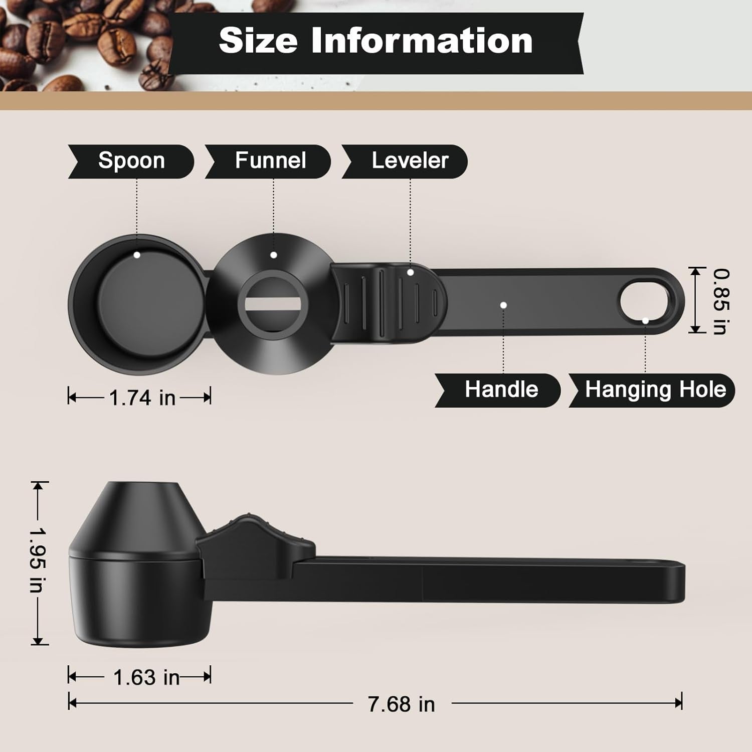 coffee-scoop-funnel-for-reusable-k-cup-refillable-coffee-pods-coffee-measuring-spoon-2-tablespoon-capacity-scoop-with-funnel-for-ground-coffee-protein-powder-tea-black-1-pack