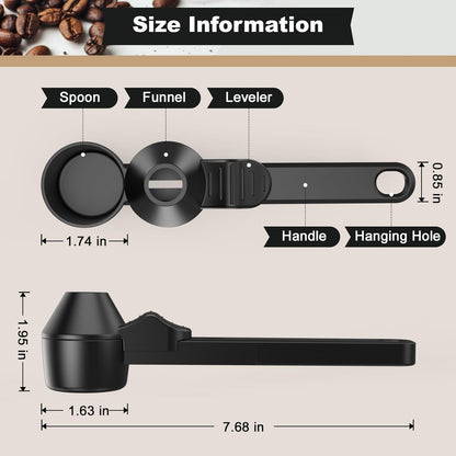 Coffee Scoop & Funnel for Reusable K Cup Refillable Coffee Pods, Coffee Measuring Spoon 2 Tablespoon Capacity, Scoop with Funnel for Ground Coffee, Protein Powder, Tea (Black, 1 Pack)5