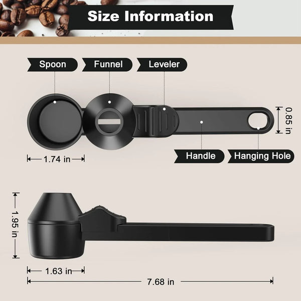 Coffee Scoop & Funnel for Reusable K Cup Refillable Coffee Pods, Coffee Measuring Spoon 2 Tablespoon Capacity, Scoop with Funnel for Ground Coffee, Protein Powder, Tea (Black, 1 Pack)5