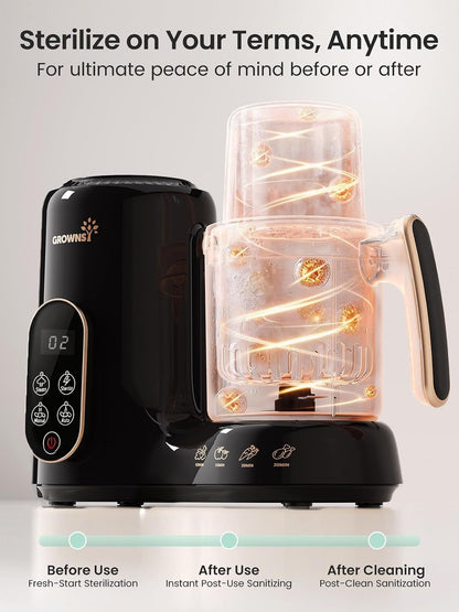 Baby Food Maker & Processor with Dual-Layer Steam Basket,Black&Gold | Steamer & Blender, Healthy Homemade Baby Food Purees, Starting Solids & BLW, Baby Feeding Essentials, 6+ Months6