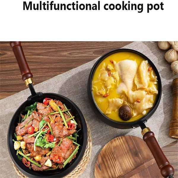 2025 New Uncoated Iron Pan, 8/10/12 in Japanese Hand-Forged Non-Stick Iron Pan without Coating, Durable and Rust-Free for Cooker Gas Stir Fry Pans round Bottom with Lid (A#,8 IN)6