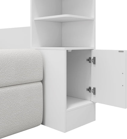 Wall Murphy Bed with Sofa and Storage Cabinets, Space-Saving Wall Bed for Home Office & Guest Room, Full Size, White7
