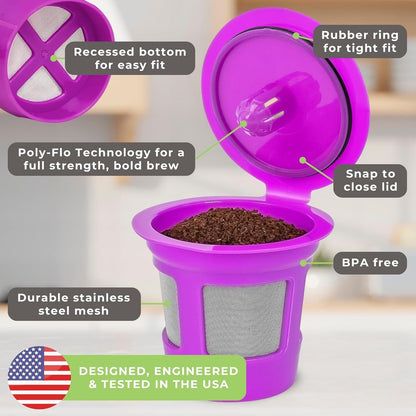 Café save Reusable K-Cup Coffee Filter Capsules, 4 Pack | Refillable 1-Stream Cups, Built-In Mesh Strainers, 100% BPA Free, Compatible with Keurig and Select Single-Serve Brewers6