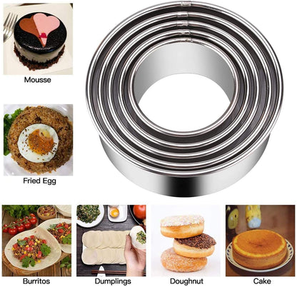 5 Pieces Biscuit Cookie Cutters Set,Stainless Steel Circle round Cookie Biscuit Cutters in Graduated Sizes Shape Molds for Pastries Doughs Doughnuts3