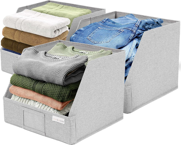 Trapezoid Closet Shelf Organizer, Baskets for Organizing, Storage Baskets for Shelves, Cubbies Storage Bins for Clothes, Gray1