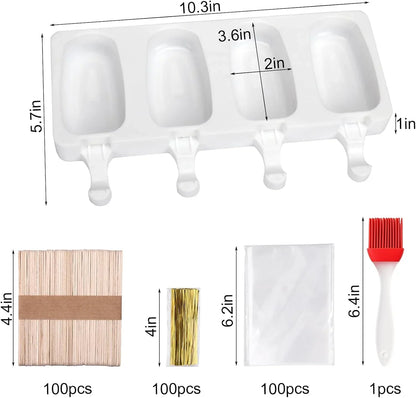 2 Pack Cake Pop Mold Silicone, 8 Cavity Reusable Cakesicle Molds | with 100 Sticks & Parcel Bags for Baking, Lollipops, Ice Cream, DIY Desserts, Cake Pop Maker Kit Easy Release8