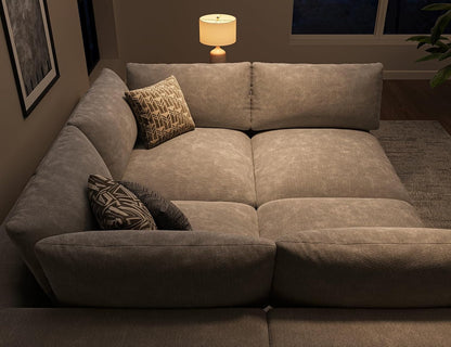120" Cloud Sectional Couch | Oversize Boneless Couches for Living Room | 4 Seater L-Shape Sofa | Light Grey4