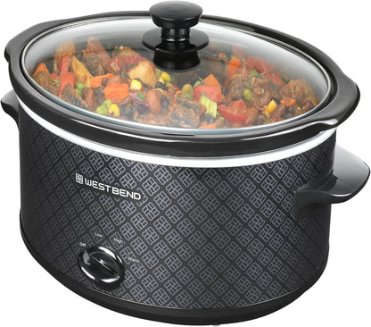 Slow Cooker 4-Quart Manual Crockery Style with Dishwasher Safe Oval Ceramic Crockpot and Glass Lid Two Temperature Settings plus Keep Warm, 210-Watts, Black1