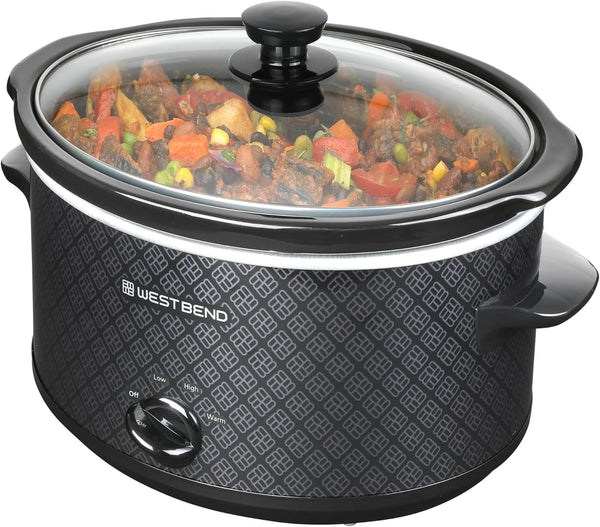 Slow Cooker 4-Quart Manual Crockery Style with Dishwasher Safe Oval Ceramic Crockpot and Glass Lid Two Temperature Settings plus Keep Warm, 210-Watts, Black1