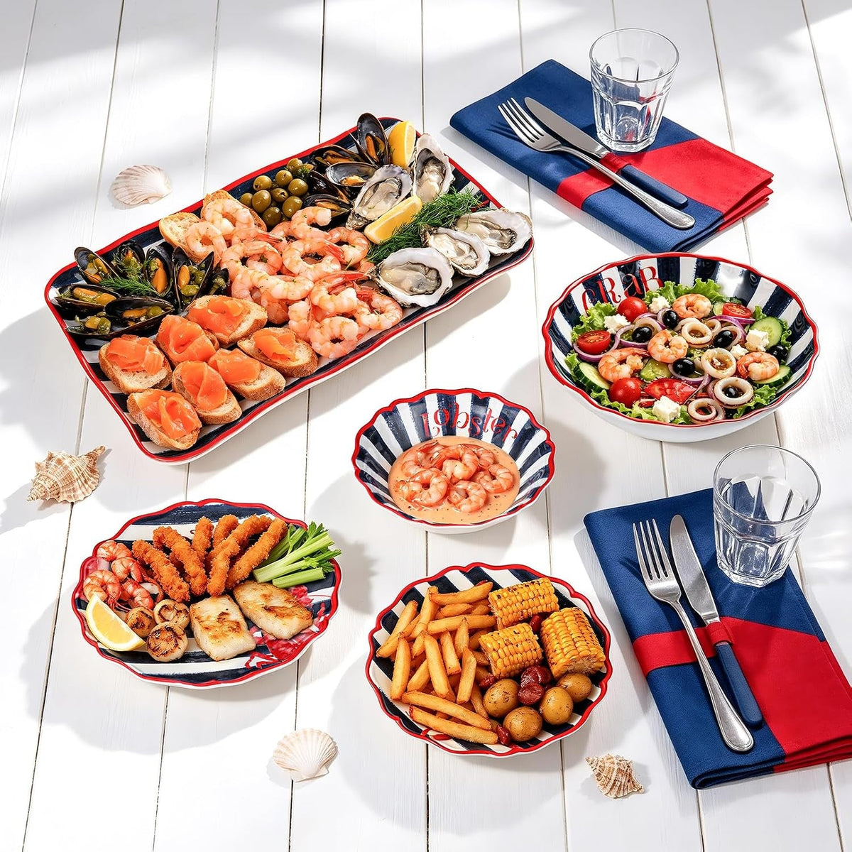 lobster-and-crab-melamine-dinnerware-set-12-piece-scalloped-plates-and-bowls-set-for-4-coastal-nautical-design-unbreakable-lightweight-dishwasher-safe-bpa-free-for-kitchen-outdoor-camping-rv