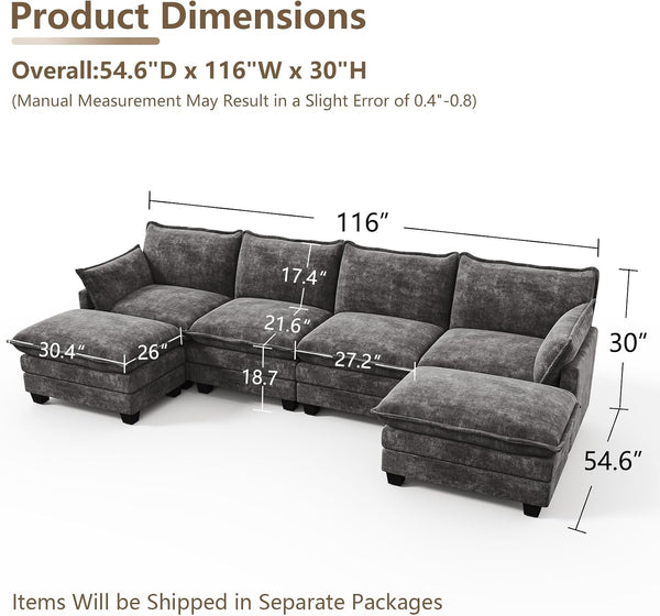 Modular Sectional Couch for Living Room, U Shaped Comfy Sofa2