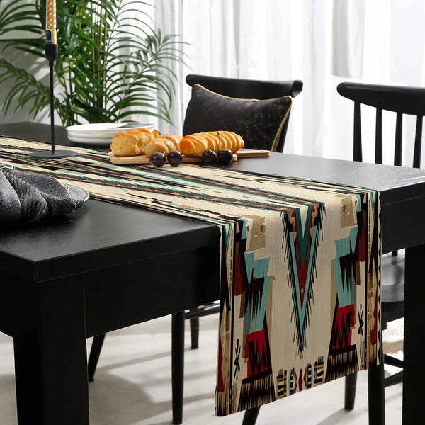Southwestern Table Runner 72 Inches Long for Dining Table Decor,Multicolored Native American Rustic Aztec Burlap Linen Farmhouse Table Runner Coffee Table Runners Dresser Scarf for Kitchen Party3