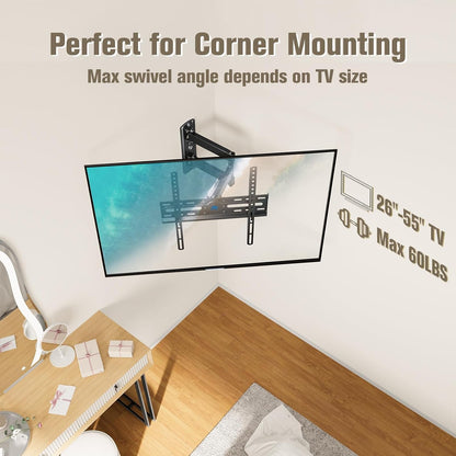 TV Wall Mount Swivel and Tilt for 26-55 Inch TV up to 60 Lbs | TV Mount Perfect Center Design, Full Motion TV Mount Bracket with Articulation, Max VESA 400X400Mm, MD23776