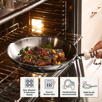 All-Clad D3® Stainless Steel 5 Piece Frypan Set- Made in USA- Includes 8", 10" and 12" Frying Pans with Lid - Professional Grade -Oven Safe & Induction Compatible7