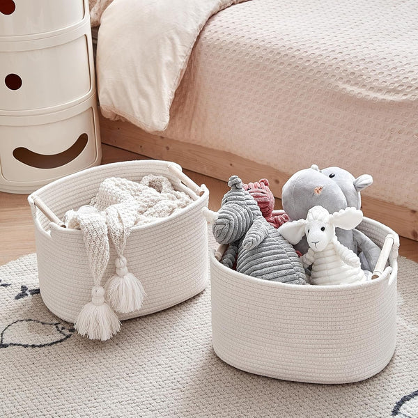 3 Pack Storage Basket for Cabinet and Toy Organization - 13"X9.8"X8.7" Baskets for Storage - Baby Toy Bin - Toy Storage Organizer - Ideal for Empty Gift Baskets to Fill-White6