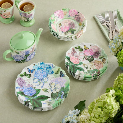 Garden Path Melamine 12-Piece Dinnerware Set - Hydrangea Design, Service for 4 with Dinner Plates, Salad Plates, and Bowls - Durable, Lightweight, and Dishwasher-Safe6