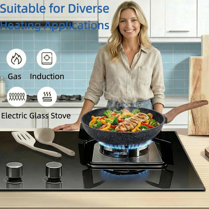 25Pcs Ceramic Cookware Set, Nonstick & Non-Toxic Healthy Pots and Pans, Heat-Resistant Handles, Induction Cookware Sets with Frying Pans, Black3