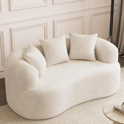 69" Modern Curved Loveseat Sofa for Living Room, Cream White1