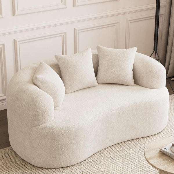 69" Modern Curved Loveseat Sofa for Living Room, Cream White1