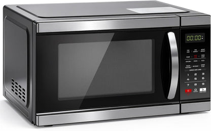 Microwave Countertop Ovens 1000 Watt, Black Small Microwave 1.1 Cu Ft, Large Microwave Digital 6 Auto Cooking, Eco Mode, Child Lock, 10 Power Level, Led Display, Easy Clean, Memory Function1
